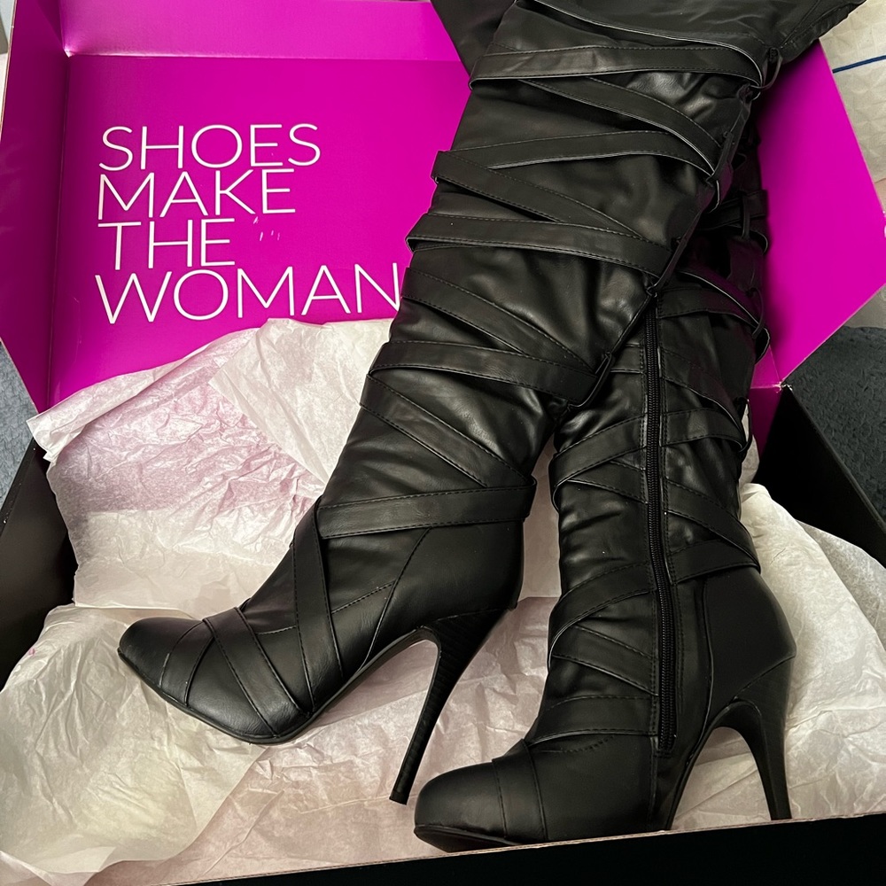 Lane Bryant Thigh High size 8 3” heel black boot